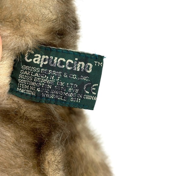 Russ Berrie 90’s Cappuccino Stuffed Teddy Bear Plush Plaid Bow - Picture 9 of 9